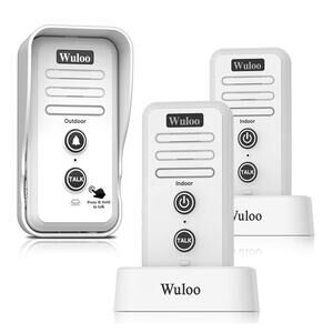 Wireless Intercom Doorbell Chime for Home 1 Push Button & 2 Receivers In Outdoor